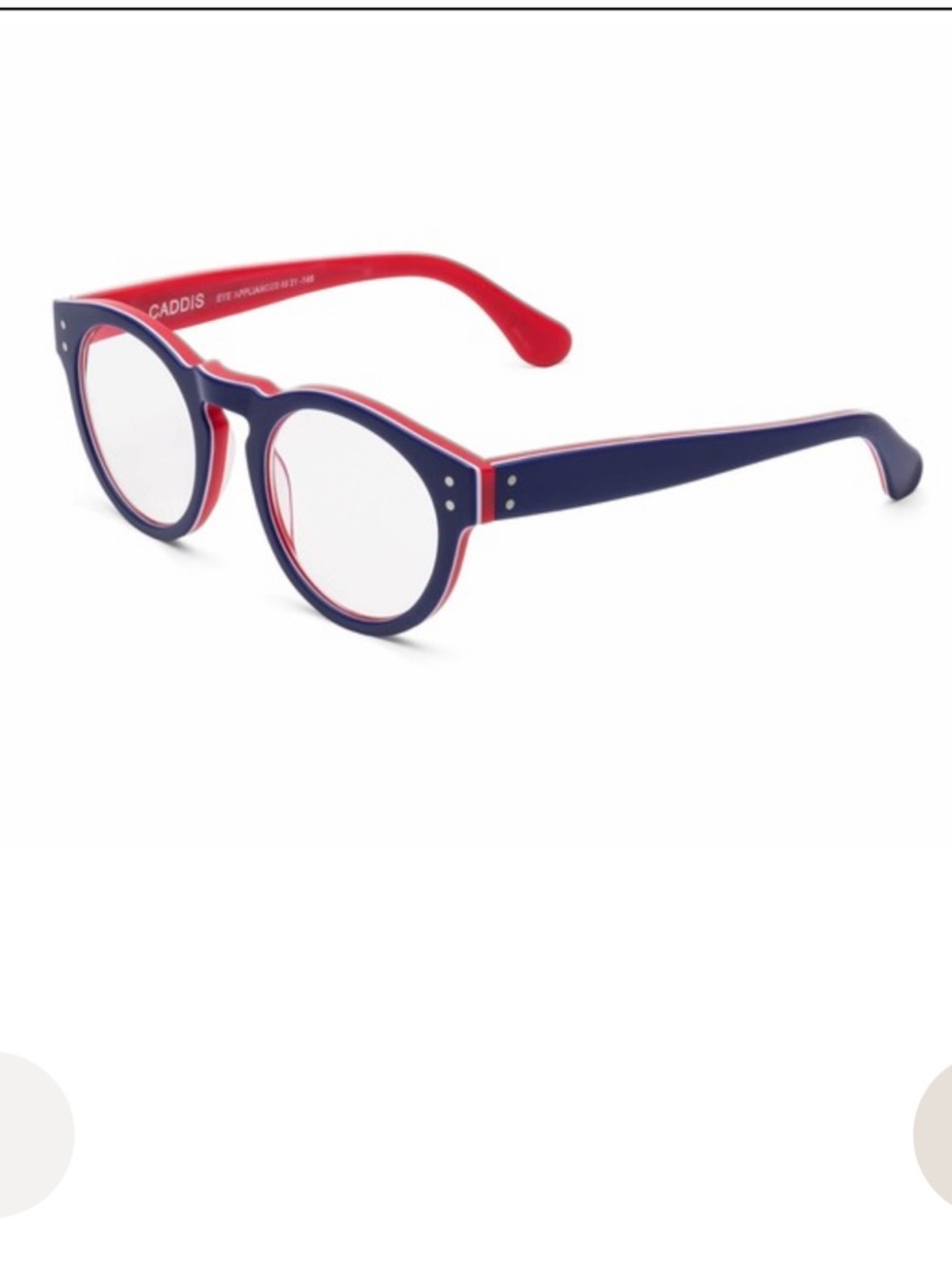Caddis Soup Cans 2.00 Men's Round Blue & Red Frame Glasses